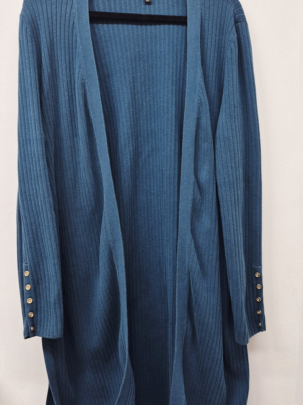 🌼5/$20 Talbots Long Open Ribbed Blue Cardigan Sweater Buttons